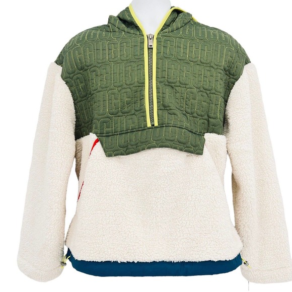 UGG Men's IGGY Sherpa Half Zip Pullover Hoodie Dawn Sweater Size Small - Picture 2 of 12